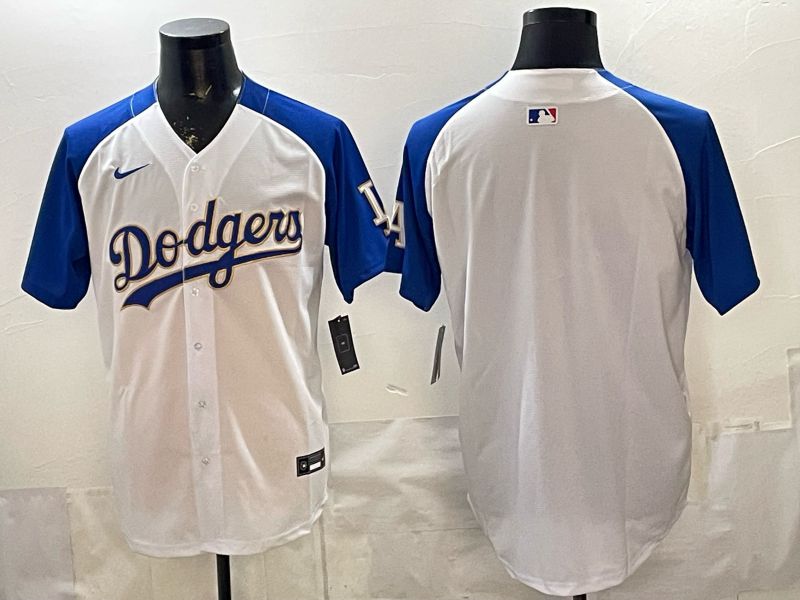 2026 Men Nike Los Angeles Dodgers Blank White blue Game MLB Jersey 001